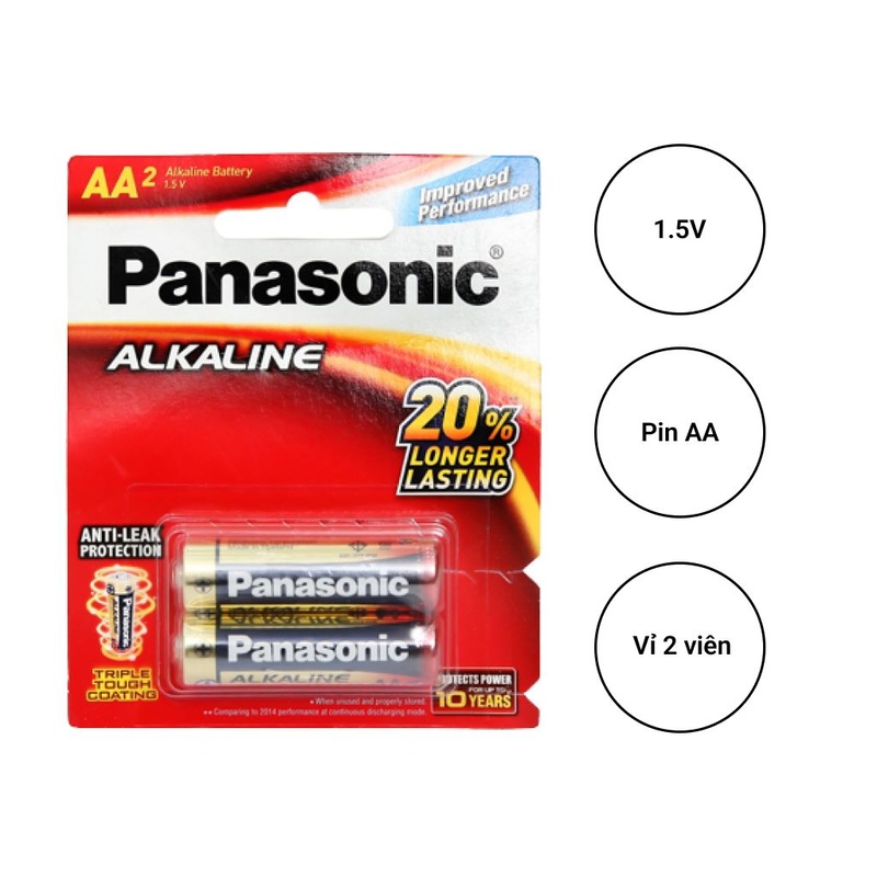 Pin tiểu AA Panasonic Alkaline LR6T/2B (1.5V)